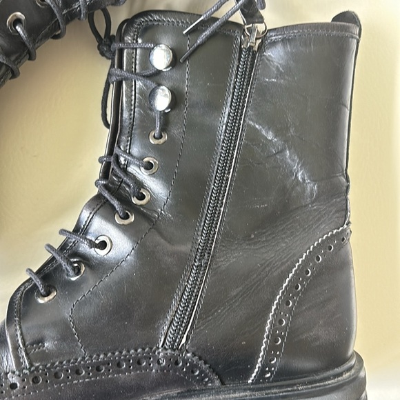 David’s Italian Leather Black Combat Boots - Picture 4 of 9